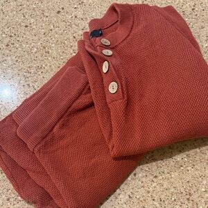 Cozy Button-Shoulder Knit Pajama Top - Rust